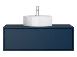 Móvel de casa de banho suspenso azul-escuro com lavatório redondo 94 cm - TEANA II
