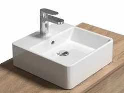 Móvel de casa de banho suspenso com lavatório simples - Carvalho - 94x32 cm - TEANA