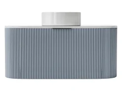 Móvel de casa de banho suspenso listrado com lavatório de apoio - Azul mate - 100 cm - LOMERI