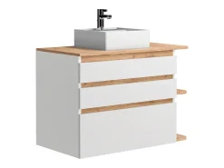 Móvel de casa de banho suspenso madeira de branco com lavatório individual 96 cm - ANIDA