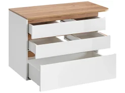 Móvel de casa de banho suspenso madeira de branco com lavatório individual 96 cm - ANIDA