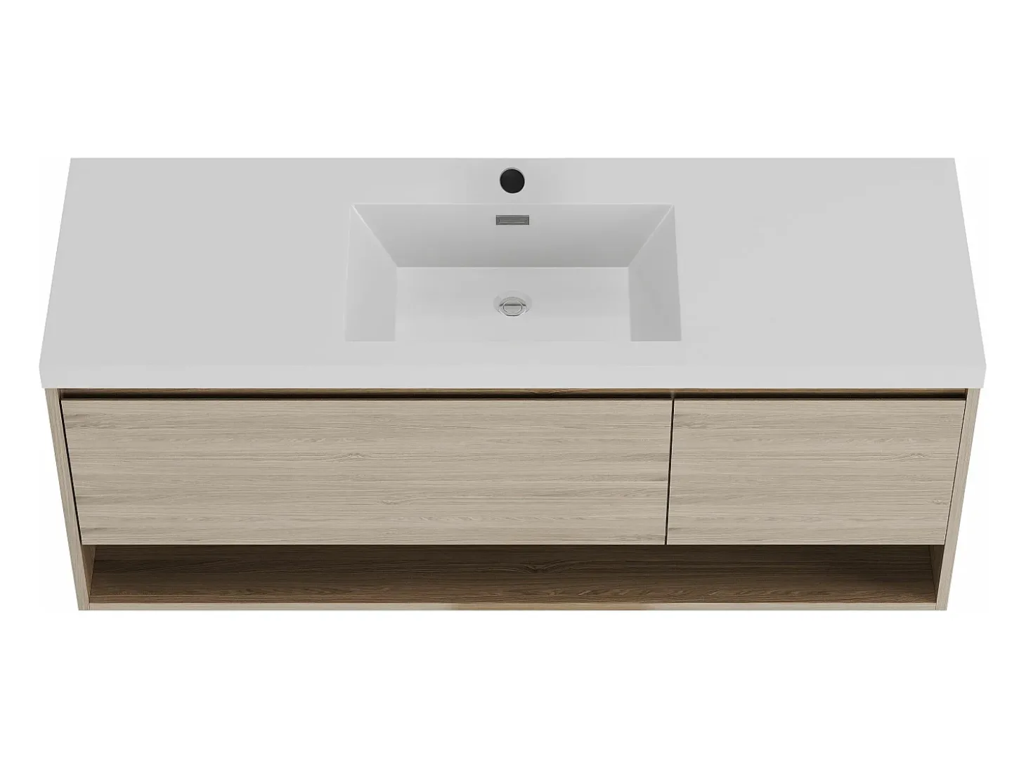 Móvel de casa de banho suspenso lavatório individual cor natural claro 150 cm PUJUKA