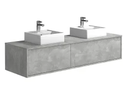 Móvel de casa de banho suspenso lavatório duplo cinza cimento C150 x A32 cm ISAURE