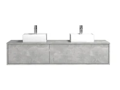 Móvel de casa de banho suspenso lavatório duplo cinza cimento C150 x A32 cm ISAURE
