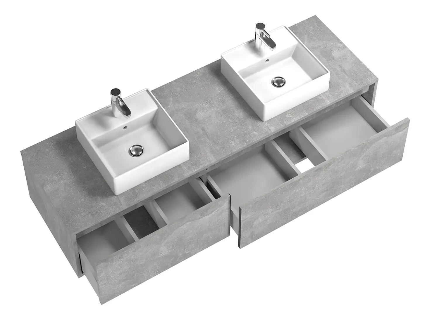 Móvel de casa de banho suspenso lavatório duplo cinza cimento C150 x A32 cm ISAURE