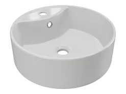 Móvel de casa de banho suspenso duplo lavatório redondo, natural escuro, L150 x H32 cm, ISAURE