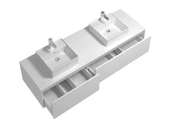 Móvel de casa de banho suspenso lavatório duplo branco C150 x A32 cm, ISAURE