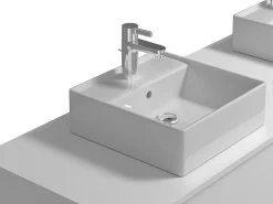 Móvel de casa de banho suspenso lavatório duplo branco C150 x A32 cm, ISAURE