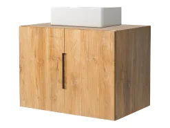 Móvel de casa de banho suspenso em teca com lavatório individual - 80 cm - SAWAN