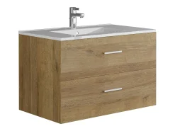 Móvel de casa de banho suspenso com lavatório individual, cor clara natural, 80 cm, KAYLA