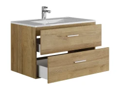 Móvel de casa de banho suspenso com lavatório individual, cor clara natural, 80 cm, KAYLA