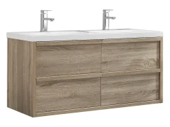 Móvel de casa de banho suspenso com lavatório de encastrar natural claro 120 cm QUADRA