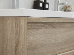 Móvel de casa de banho suspenso com lavatório de encastrar natural claro 120 cm QUADRA