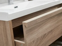 Móvel de casa de banho suspenso com lavatório de encastrar natural claro 120 cm QUADRA
