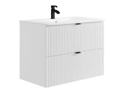 Móvel de casa de banho suspenso estriado lavatório de encastrar, branco, L80 cm, ZEVINI