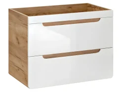 Móvel de casa de banho suspenso com lavatório cor natural e branco 80 cm, ARUBA