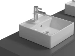 Móvel de casa de banho suspenso com lavatório duplo cinza antracite C150 x A32 cm - ISAURE