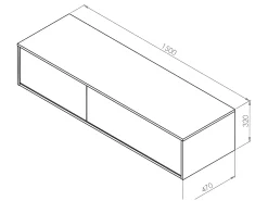 Móvel de casa de banho suspenso com lavatório duplo cinza antracite C150 x A32 cm - ISAURE