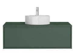 Móvel de casa de banho suspenso com lavatório individual redondo verde fosco 94 cm TEANA