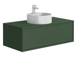 Móvel de casa de banho suspenso com lavatório individual redondo verde fosco 94 cm TEANA