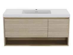 Móvel de casa de banho suspenso lavatório individual cor natural claro 120 cm PUJUKA
