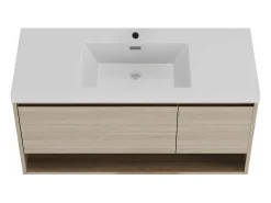 Móvel de casa de banho suspenso lavatório individual cor natural claro 120 cm PUJUKA