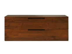 Móvel de casa de banho suspenso em teca escura com lavatório duplo - 115 cm - BIMBING