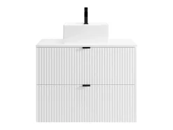 Móvel de casa de banho suspenso estriado com lavatório de pousar, branco, L80 cm, ZEVINI
