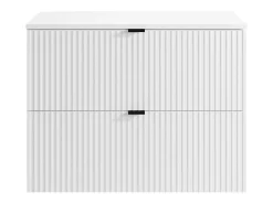 Móvel de casa de banho suspenso estriado com lavatório de pousar, branco, L80 cm, ZEVINI