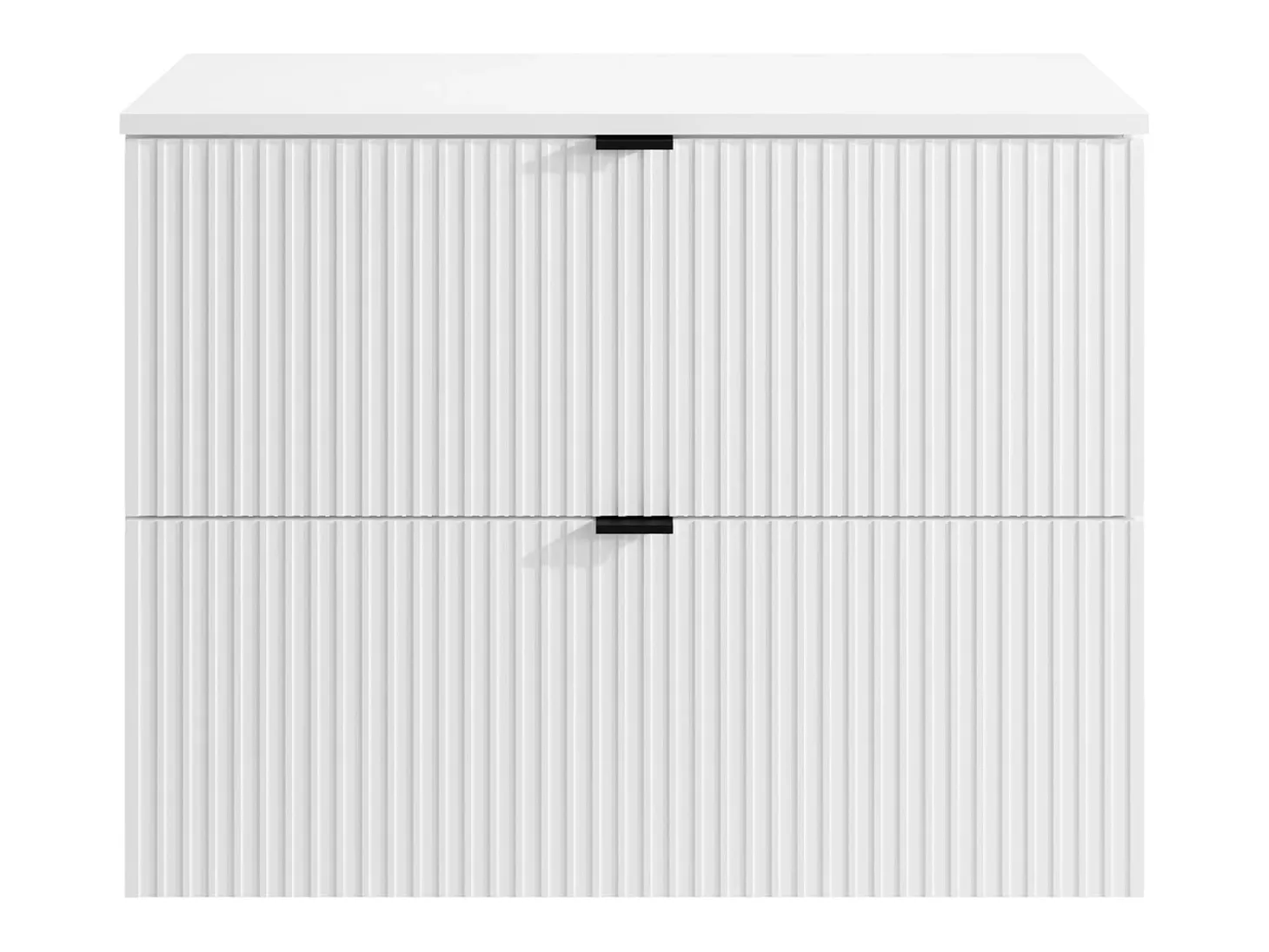 Móvel de casa de banho suspenso estriado com lavatório de pousar, branco, L80 cm, ZEVINI