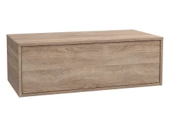 Móvel de casa de banho suspenso natural claro com lavatório redondo 94 cm - TEANA II