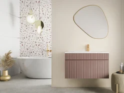 Móvel de casa de banho suspenso listrado cor-de-rosa lavatório de encastrar, 80 cm, SATARA