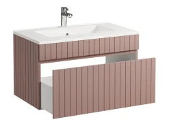 Móvel de casa de banho suspenso listrado cor-de-rosa lavatório de encastrar, 80 cm, SATARA
