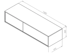 Móvel de casa de banho suspenso lavatório duplo natural escuro C150 x A32 cm ISAURE