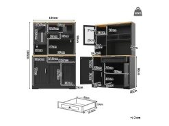 Móvel de cozinha - 104x40x180 cm - con 4 portas e 1 gaveta - con iluminação LED - Preto