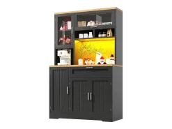 Móvel de cozinha - 104x40x180 cm - con 4 portas e 1 gaveta - con iluminação LED - Preto