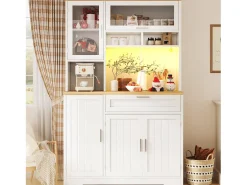 Móvel de cozinha - 104x40x180 cm - con 4 portas e 1 gaveta - con iluminação LED - Branco