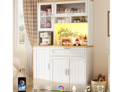 Móvel de cozinha - 104x40x180 cm - con 4 portas e 1 gaveta - con iluminação LED - Branco