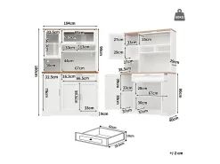 Móvel de cozinha - 104x40x180 cm - con 4 portas e 1 gaveta - con iluminação LED - Branco