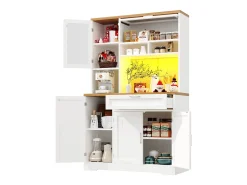 Móvel de cozinha - 104x40x180 cm - con 4 portas e 1 gaveta - con iluminação LED - Branco