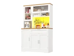 Móvel de cozinha - 104x40x180 cm - con 4 portas e 1 gaveta - con iluminação LED - Branco