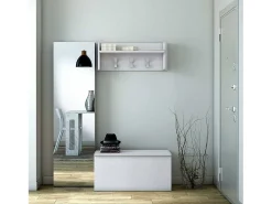 Móvel de entrada Dkornvi, cabide com 3 ganchos, prateleira de entrada, 100% Fabricado na Itália, 90x29h34 cm, Branco
