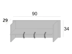 Móvel de entrada Dkornvi, cabide com 3 ganchos, prateleira de entrada, 100% Fabricado na Itália, 90x29h34 cm, Branco e Carvalho