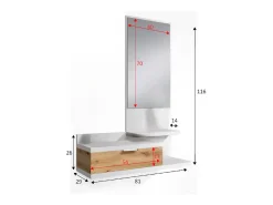Móvel de entrada Dmissor, Entrada com espelho e gaveta, Esvaziador de bolsos para hall de entrada de pequenos apartamentos, 81x29h116 cm, Carvalho branco e nodoso