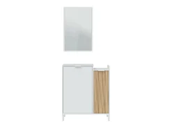 Móvel de entrada Dodd, Entrada com 2 portas, Roupeiro com espelho, Arrumação multifuncional, 77x24h91 cm, Branco e Carvalho