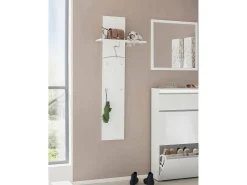 Móvel de entrada Omer, Entrada multifuncional moderna, Armário multiuso para hall de entrada, 100% Fabricado na Itália, 50x27h140 cm, Branco brilhante