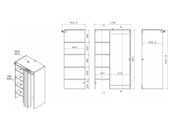 Móvel de lavandaria para 2 máquinas de lavar natural claro C111 x A184 cm JAZANO