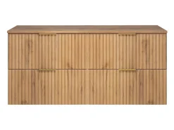 Móvel de lavatório, Carvalho Craft, 120 (2 x 60) x 57 x 46 cm, puxador dourado + Tampo