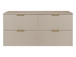 Móvel de lavatório, Caxemira, 120 (2 x 60) x 57 x 46 cm, puxador dourado + Tampo