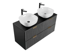 Móvel de lavatório duplo Adriel preto mate 120cm